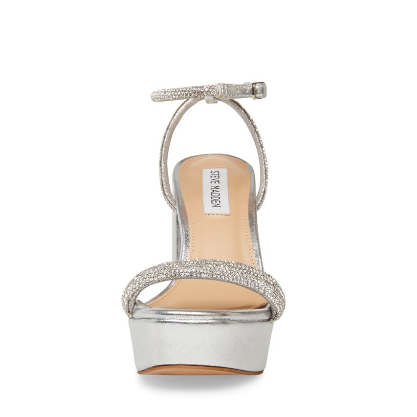 Silver Steve Madden Lofty Women's Heels Sandals | PH 8704HWU